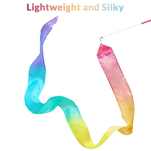 100% Silk Dance Wand Ribbon - Pastel Rainbow 1-Pack