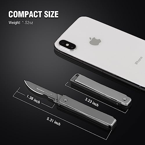 Folding Scalpel Pocket Knife, EDC Utility Surgical Knives With 10pcs #24 Replaceable Razor Blades for Outdoor Hunting Everyday Carry, Small Knife Collection Unique Gift for Men Women