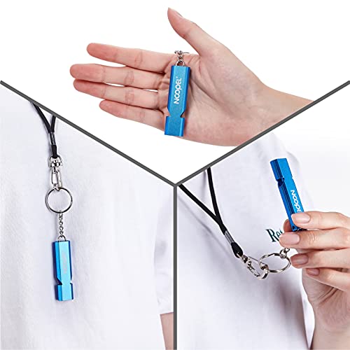 Emergency Survival Whistles - 2 Pack Blue with Lanyard & Keychain