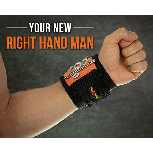 MagBand Magnetic Wristband for Holding Screws, Nails and Drilling Bits - 10 Strong Magnets - Men & Women's Tool Bracelet - Gift Ideas for Dad Husband Handyman or Handy Woman