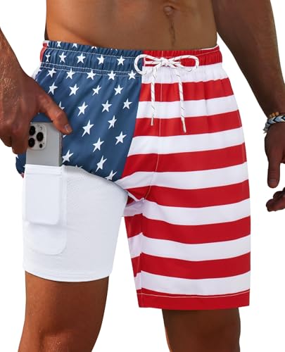 Men's 7-Inch Swim Trunks with Compression Liner – Gleeease