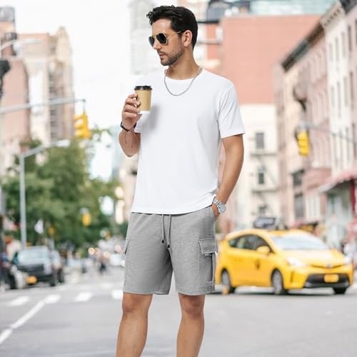 Mens Casual Cargo Shorts with Drawstring Elastic Waist – 5-Pocket Gym Jogger