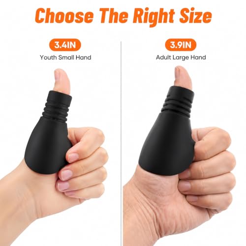 Baseball Catcher Thumb Guard - Grooved Silicone Protector - Black Large