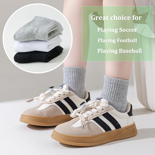 Kids Athletic Socks Half Cushioned Crew Ankle Cotton Sock