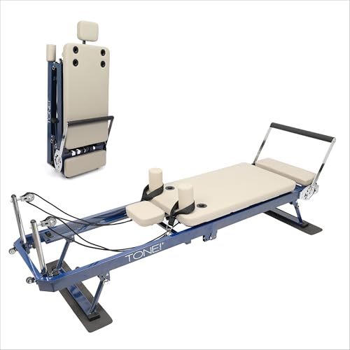 Foldable Pilates Reformer - Portable Home Workout Equipment with Adjustable Resistance Bands