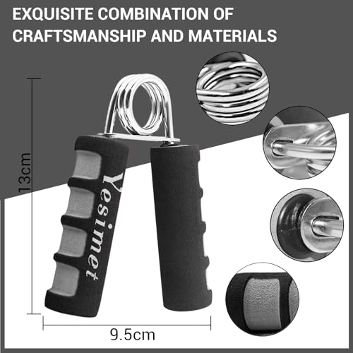 Hand Grip Strengthener Set - 2 Pack Foam Trainers - Black
