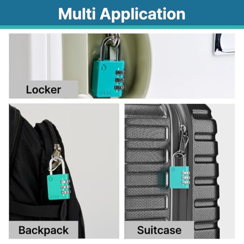3-Digit Combination Lock - Secure Padlock for Gym, School & Outdoor - Emerald