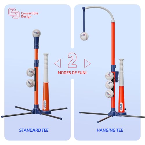Adjustable T-Ball Set for Kids - Baseball Batting Tee with Soft Balls