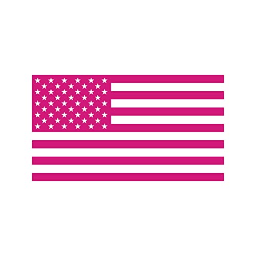American Flag Vinyl Decal Sticker - 5in x 2.8in Matte Hot Pink
