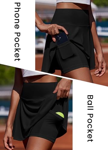 Womens High Waisted Pleated Tennis Skirt with Pockets