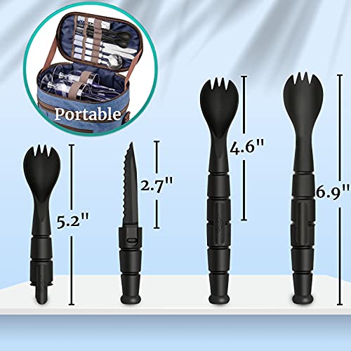 Tactical Spork with Knife - 3 in 1 Camping Utensils, Black