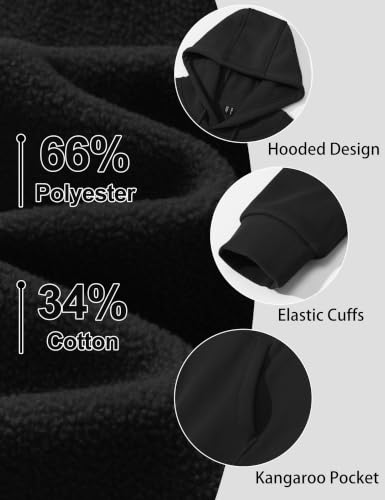 MAGCOMSEN Men's X-Large Black Fleece-Lined Active Hoodie with Kangaroo Pocket