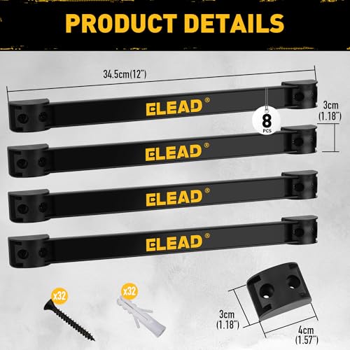 ELEAD 9-Piece 12" Magnetic Tool Holder Storage Organizer - Wall Mount Rack Garage Organization Power Magnet Hanger Workbench Board Slatwall Van Organizers Mounted Hanging Strip