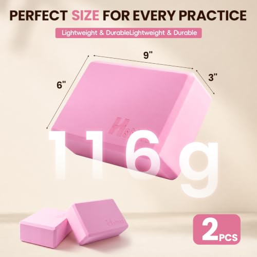 Yoga Blocks 2-Pack - High Density EVA Foam, Non-Slip, Pink
