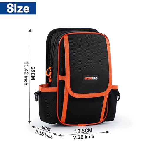 Zippered Electricians Tool Pouch, 1680D Technician Tool Bag with Handle, Zippered Electrician's Tool Pouch for Electrician, Carpenter, Mechanical