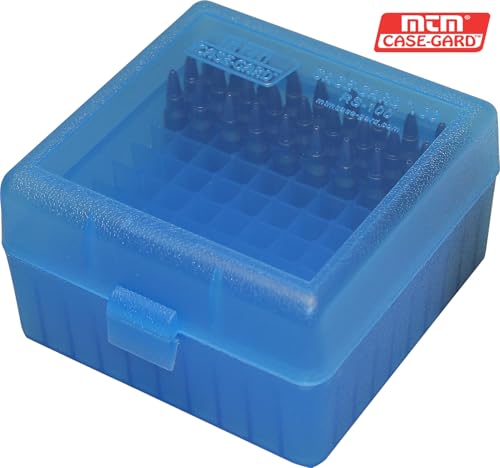 100 Round Rifle Ammo Box for 17, 204, 223, 5.56x45 - Clear Blue