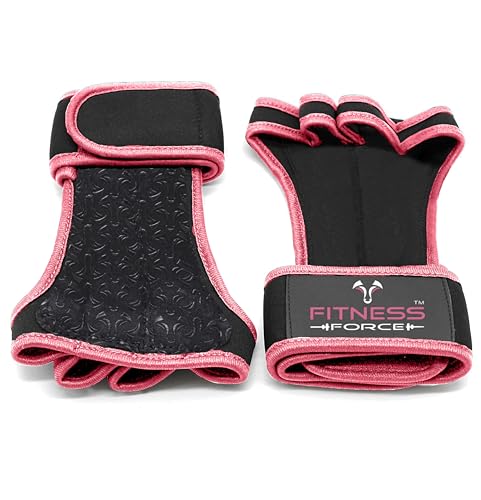 Ventilated Weightlifting Gloves with Wrist Wraps - Pink, Large