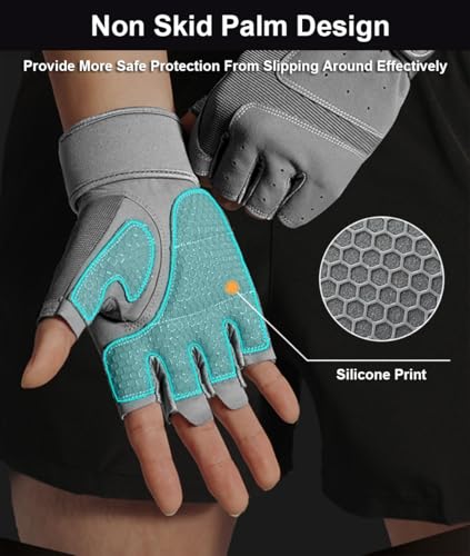 Weight Lifting Gloves for Men & Women - Anti-Slip Fingerless - Black, Large