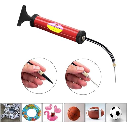 Portable Hand Air Pump Kit for Sports Balls & Inflatables - Red