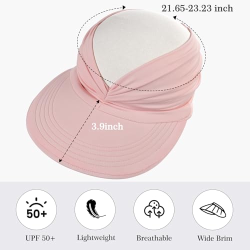 Wide Brim UV Protection Sun Hat - Foldable UPF 50+ Visor - Pink