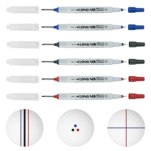 Dual-Tip Golf Ball Markers Set - 6 Pack with Carrying Case