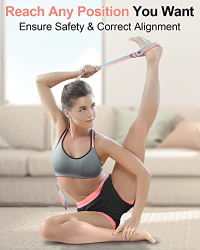 Yoga Strap for Stretching with Adjustable D-Ring - 8 Feet Blue Match