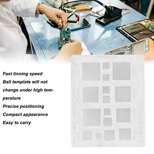 BGA Reballing Stencils, Universal BGA Stencils with Fast Tin Implantation, Stainless Steel Reballing Stencils Templates 0.3 0.35 0.4 0.5 for Cellphones