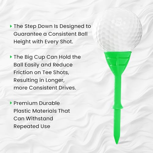 Unbreakable Golf Tees - Durable Plastic, 30 Pack, 3 1/4 Inch - Green