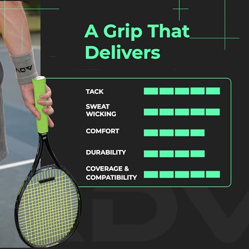 ADV MaxTac Tennis Overgrip, Tacky Moisture-Wicking Grip (Volt, 3-Pack)