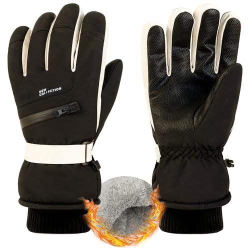 Waterproof Insulated Ski Gloves with Pocket - Men's Black 11.5x4.7in
