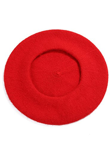 Kids Beret Hat - Red French Beanie Cap for Children