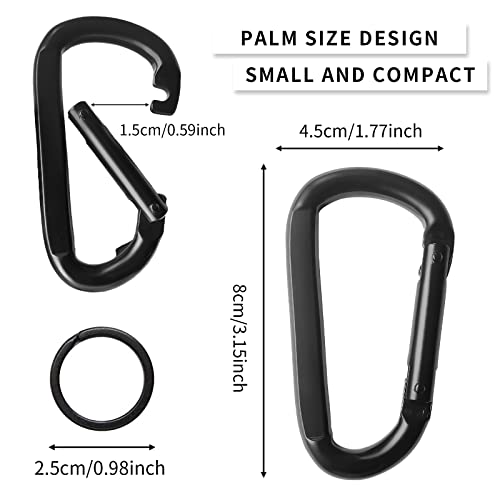 3" Heavy Duty Carabiner Clip - 880 lbs - Black - 2 Pack