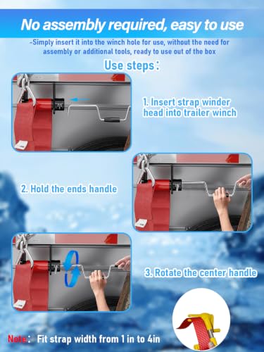 Winch Strap Winder - Heavy Duty Steel Roller for Flatbed Trailer, 1 Pack