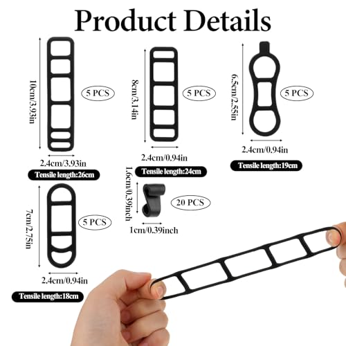 Silicone Bicycle Light Straps - 40 Pcs Multi-Size Set