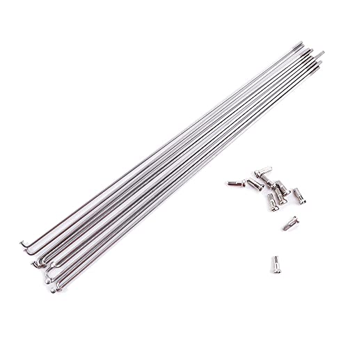 14G Stainless Steel Bicycle Spokes with Nipples - 250mm, 10 Pcs
