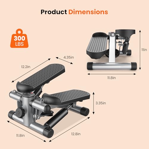 Sweetcrispy Mini Stair Stepper with Resistance Bands, Hydraulic Home