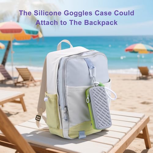 Silicone Swim Goggle Case with Drain Holes & Carabiner