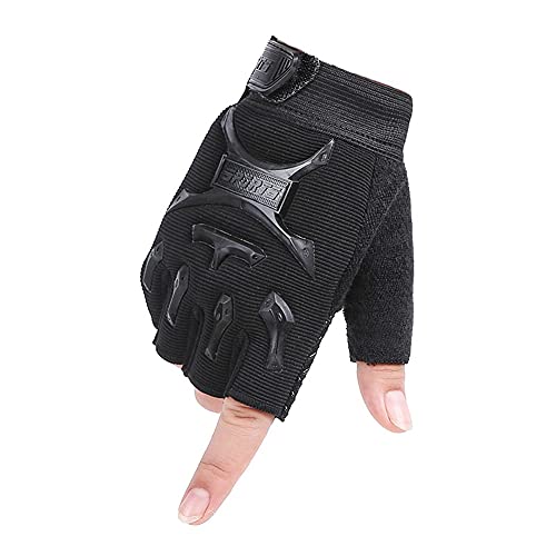 Kids Half Finger Cycling Gloves - Black / L (8-12 Years)