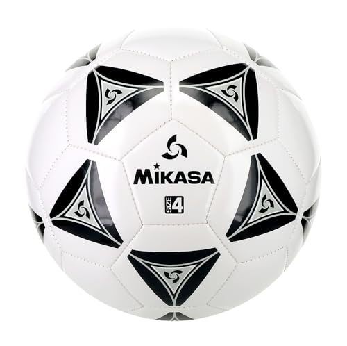 Mikasa Size 4 Soccer Ball - Synthetic Leather, Black/White