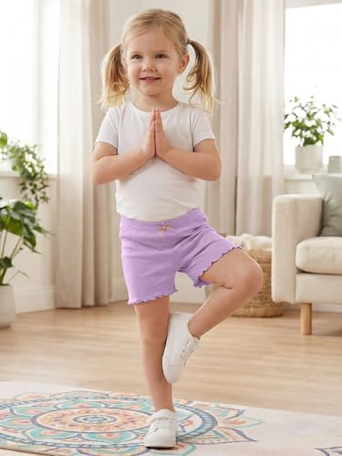 Toddler Ruffled Shorts - Kids Bike Cartwheel Shorts 4-5T - Grey, Pink, Yellow, Lavender, Mint, Blue