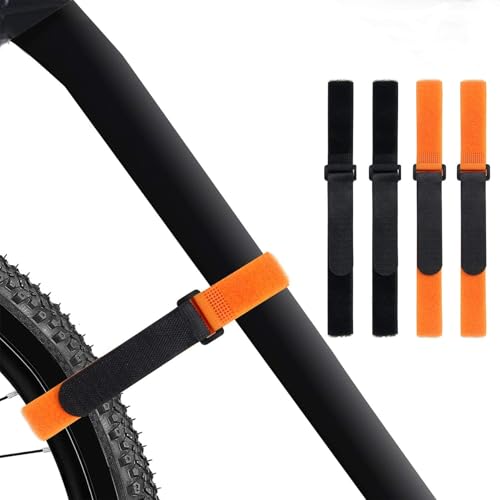 Adjustable Bike Rack Straps - 4pcs Black & Orange Wheel Stabilizers