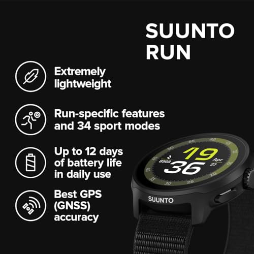 Running Watch with AMOLED Touchscreen - Black Textile Strap