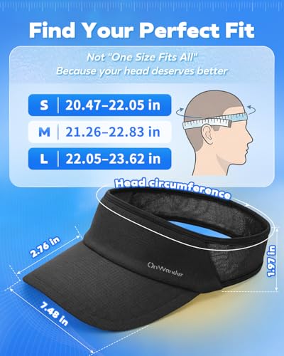 Lightweight Sun Visor Hat for Women & Men - Medium Black