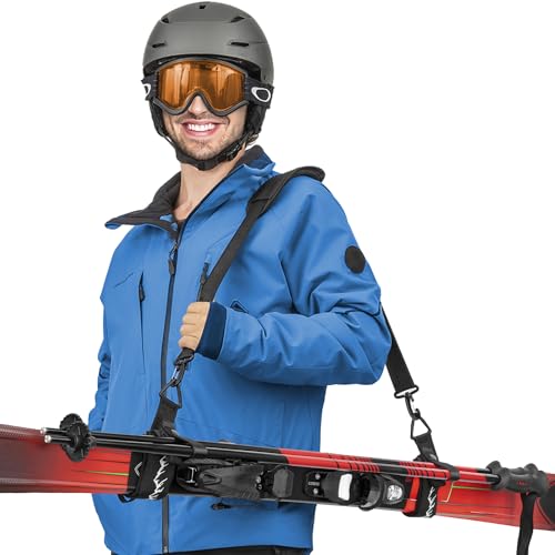 Ski Strap & Pole Carrier - Adjustable Shoulder Strap - 2 Pack