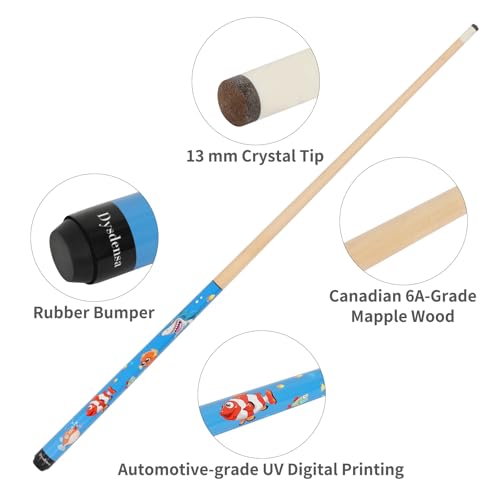 Kids Short Pool Cue Set of 2 - 42 Inch, Canadian Maple Wood
