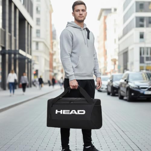 HEAD 45L Waterproof Gym Duffle Bag with Shoe & Wet Pocket - Black