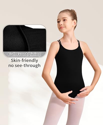 Vavewee Black Leotard for Girls 10-12 Years - Sleeveless Ballet Dancewear