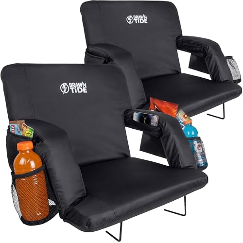 Stadium Seat for Bleachers - 3" Foam Cushion, 2 Cup Holders, 23" Wide - 2 Pack