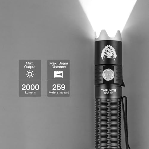 ThruNite BSS V6 Black CW Tactical LED Flashlight 2000 Lumens USB-C Rechargeable