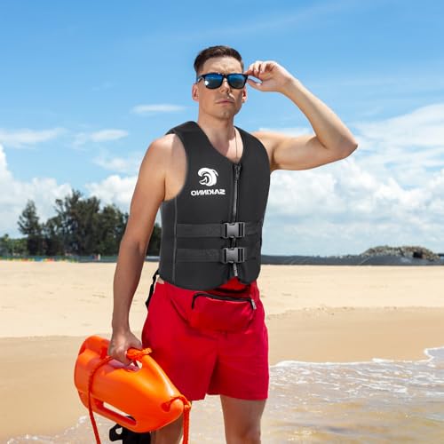 Huraty Black XX-Large Water Kayaking Jacket for Adults & Kids, Buoyancy Vest